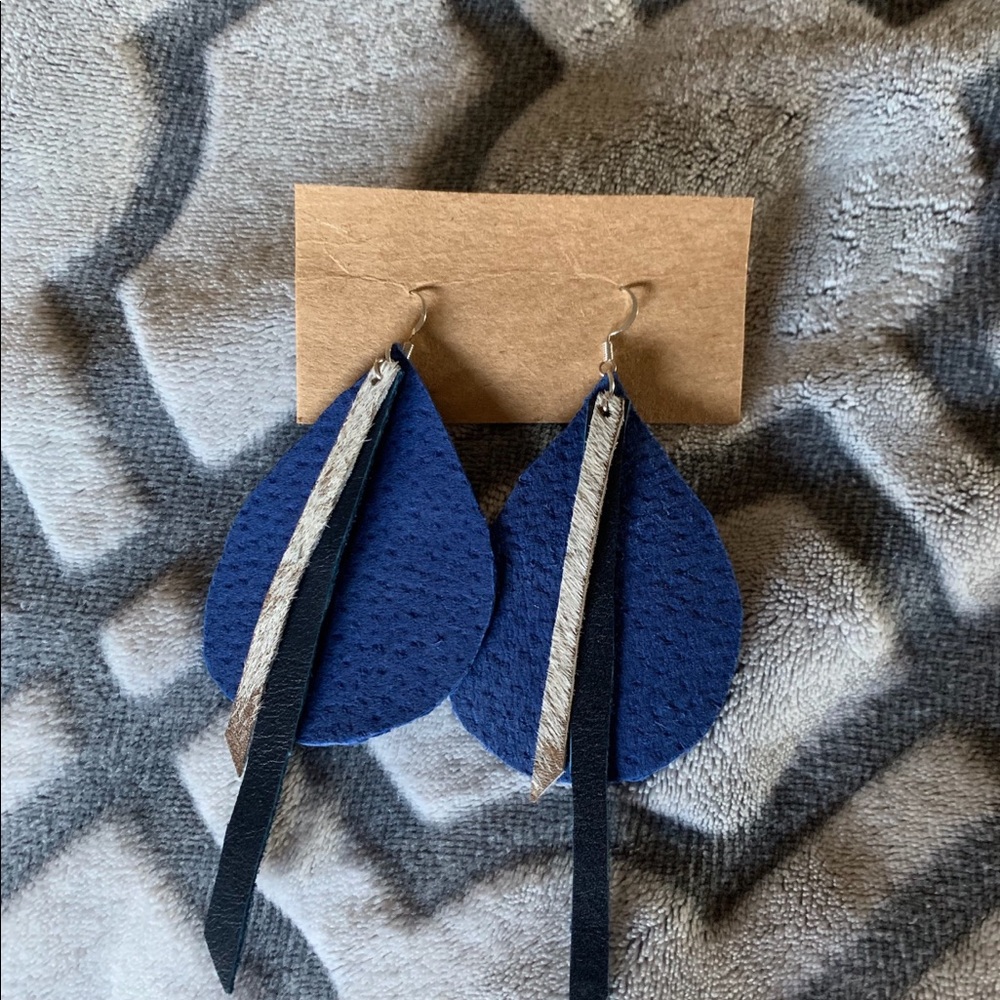 Layered leather earrings